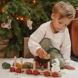 Train de construction de Noël en bois