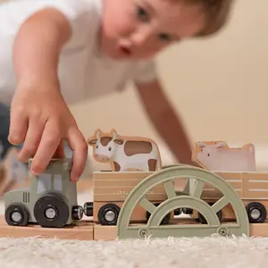 Circuit de train en bois Little Farm