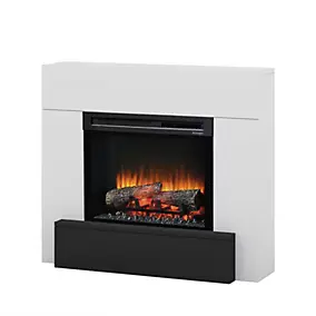 Cheminée électrique design contemporain blanc, effet flammes LED, 1400W, Vigor Dimplex