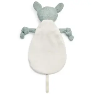 Doudou attache sucette biche en tricot vert cendre