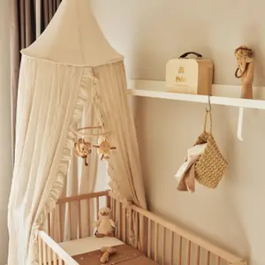 Ciel de lit vintage ruffle Nougat (245 cm)