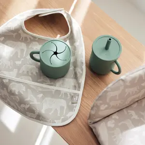 Lot de 2 bavoirs plastifiés Animals Olive Green