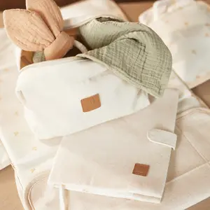 Lot de 2 maxi-langes en coton Olive Green-Ivory (115 x 115 cm)