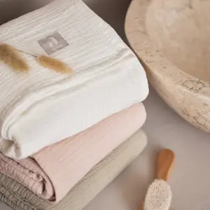 Lot de 4 langes en coton Wild Rose-Ivory (70 x 70 cm)
