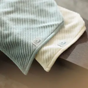 Lot de 2 bavoirs bandana Velvet Rib Sea Green-Ivory