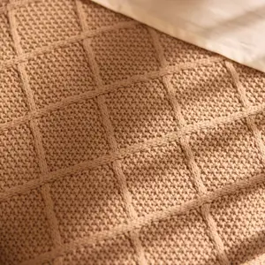 Couverture en polaire Check Knit Biscuit (100 x 150 cm)