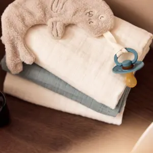 Lot de 2 maxi-langes en coton Sea Green-Ivory (115 x 115 cm)