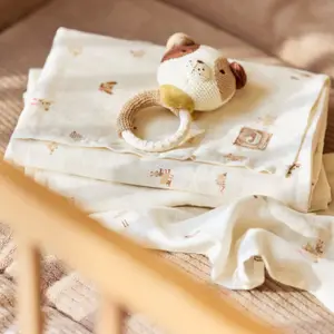 Lot de 3 gants de toilette en gaze de coton Animal Friends