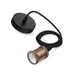 Cordon pour suspension noir avec douille rose gold mat Philips Vintage - E27 IP20 L.2 m