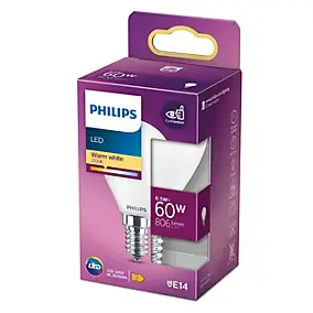 Ampoule LED E14 (SES) P45 FR 806lm 6.5W = 60W IP20 blanc chaud Philips