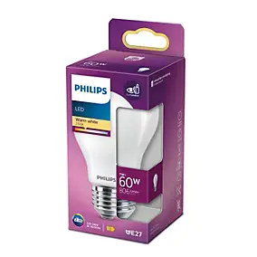 Ampoule LED E27 A60 806lm 7W = 60W IP20 blanc chaud Philips