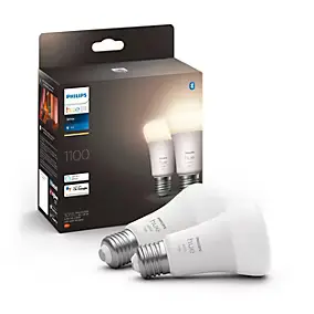 2 ampoules LED connectée Philios Hue A60 IP20 E27 1055lm 9.5W blanc chaud