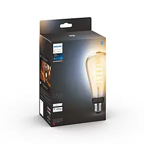 Ampoule LED E27 ST64 filament ambré connectée blanc chaud 550 lm dimmable 7W Philips Hue