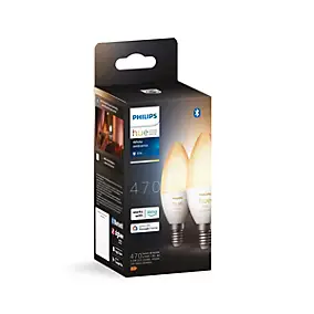 2 ampoules LED E14 flamme dépoli connectées blanc variable 470 lm dimmables 5,2W Philips Hue