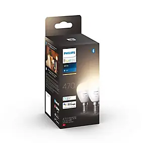 2 ampoules LED connectée Philips Hue IP20 E14 470lm 5,7W blanc chaud
