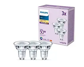 3 ampoules LED GU10 spot 390 lm blanc chaud 4,6 W Philips