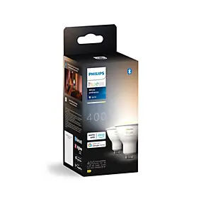 2 ampoules LED GU10 spot connectées blanc variable 400 lm dimmables 4,2W Philips Hue