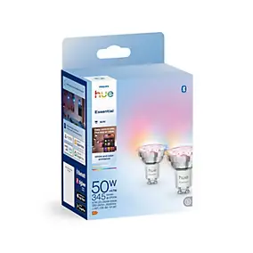 2 ampoules LED GU10 spot connectées RVB 345 lm dimmable 4,7W Philips Hue