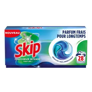 SKIP Lessive Capsules Tout en 1 Fraîcheur Intense 28 Lavages 28 doses