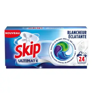 SKIP Lessive Capsules Ultimate 4en1 Blancheur éclatante 24 lavages 24 doses