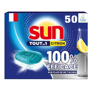 SUN Tablettes lave-vaisselle tout en 1 citron 50 lavages 759g