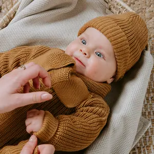 Echarpe bébé en coton bio Soul Caramel (0-6 mois)