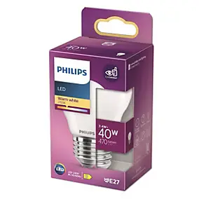 Ampoule LED E27 dépoli 470 lm blanc chaud 3,4W Philips