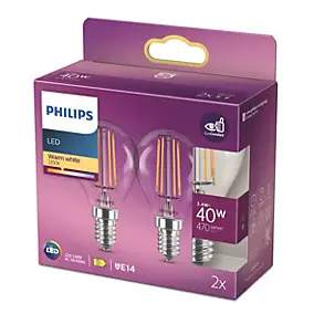 Ampoule LED E27 filament transparent 470 lm blanc chaud 3,4W Philips
