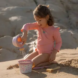 Maillot de bain manches longues 1 pièce à volants Dreamy Pink (3-4 ans)