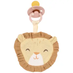 Doudou attache-sucette en gaze de coton Lion Safari Friends