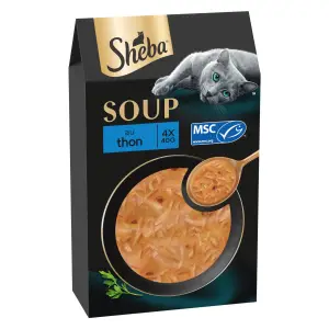 SHEBA Soup sachets repas filets de thon pour chat 4x40g