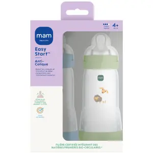 Lot de 2 biberons Easy Start anti-colique Océan+Nature Tétine Débit 3 (320 ml)