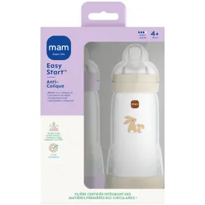 Lot de 2 biberons Easy Start anti-colique Lilas+Sable Tétine Débit 3 (320 ml)
