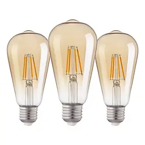 3 ampoules LED décoratives goutte E27 400lm verre ambré, blanc chaud 12W Eglo
