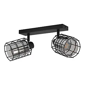 Réglette spot 2 lumières E27 40W Eglo Consaca noir L.34 x H.20.5 cm