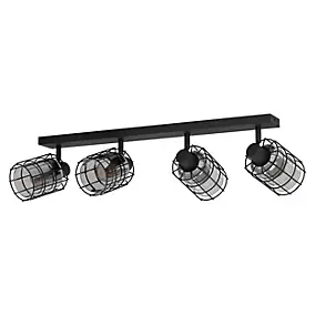 Réglette spot 4 lumières E27 40W Eglo Consaca noir x H.20.5 cm
