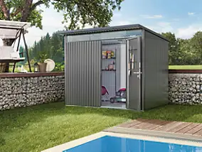 Abri de jardin métal Biohort AvantGarde A5 gris foncé simple porte surface totale 5.72 m²