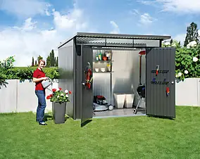 Abri de jardin métal Biohort AvantGarde A7 gris foncé double porte surface totale 7.8 m²