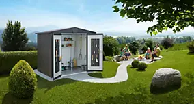 Abri de jardin métal Biohort Europa T3 gris foncé surface totale 3.8 m²