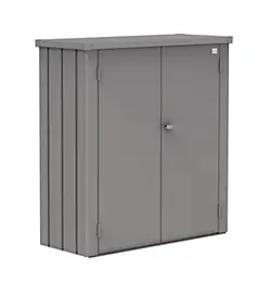 Armoire de terrasse métal, l.132 x P.57 x H.140 cm taille M, gris quartz, Biohort Romeo