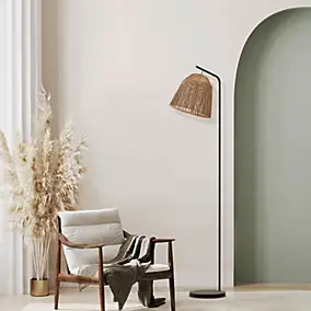 Lampadaire Ninetta Dunalux IP20 E27 40w couleur noir et naturel ⌀30 x h.157 cm