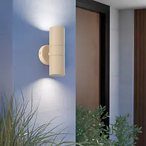 Applique murale extérieur LED double tête GU10 IP44 beige sable Eglo Tomelloso