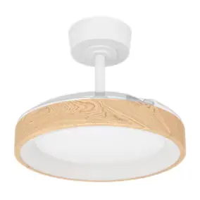 Ventilateur de plafond silencieux avec éclairage LED blanc, effet bois, pales retractables Ø.77 cm Eglo Torreya
