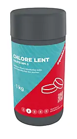 Chlore lent pour piscine galets 200g Aquablue 1kg