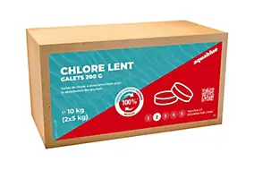Chlore lent pour piscine galets 200g Aquablue 10kg