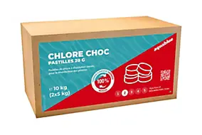 Chlore choc pour piscine pastille 20g Aquablue 10kg