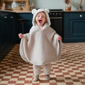 Poncho polaire Teddy Latte Powder