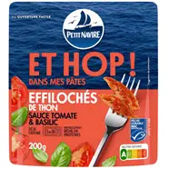 Effilochés de thon à la sauce tomate et basilic micro-ondes