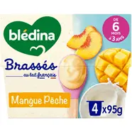 Dessert lacté à la mangue et pêche dès 6 mois
