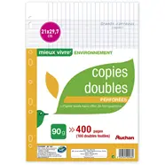 Copies doubles perforées 21 x 29,7 cm grands carreaux